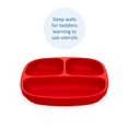 Load image into Gallery viewer, Red divided plate with compartments on a white background