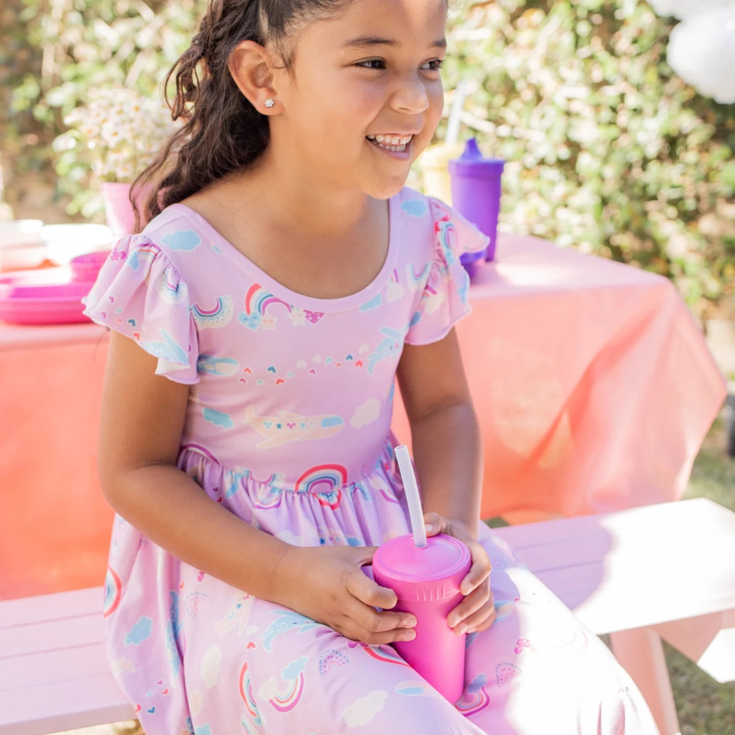 Big Kids Tableware Set - Bright Pink