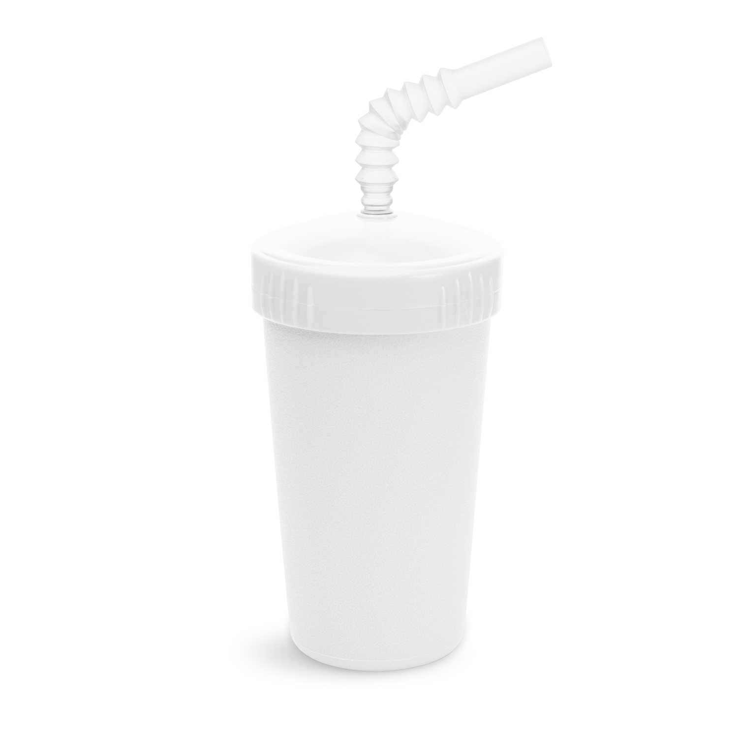 KIDS CUP W/REUSABLE LID STRAW PLASTIC WHITE 250/cs
