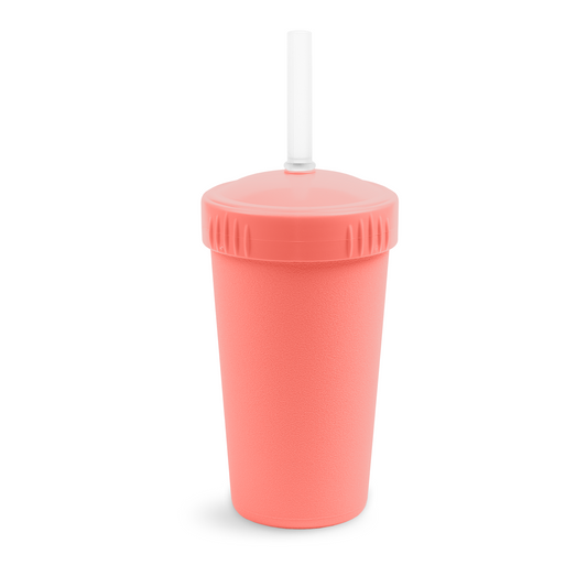10 oz Straw Cup with No Pull-Out Silicone Straw USA Made from Recycled Materials