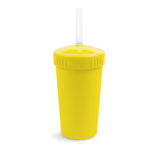 10 oz Straw Cup with No Pull-Out Silicone Straw USA Made from Recycled Materials