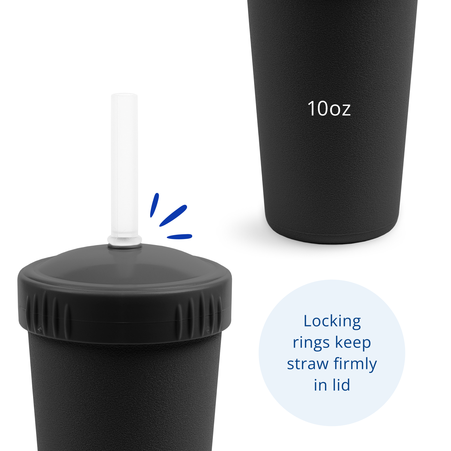 10 oz Straw Cup Set w/ No-Pull-Out Soft Straw USA Made from Recycled Materials