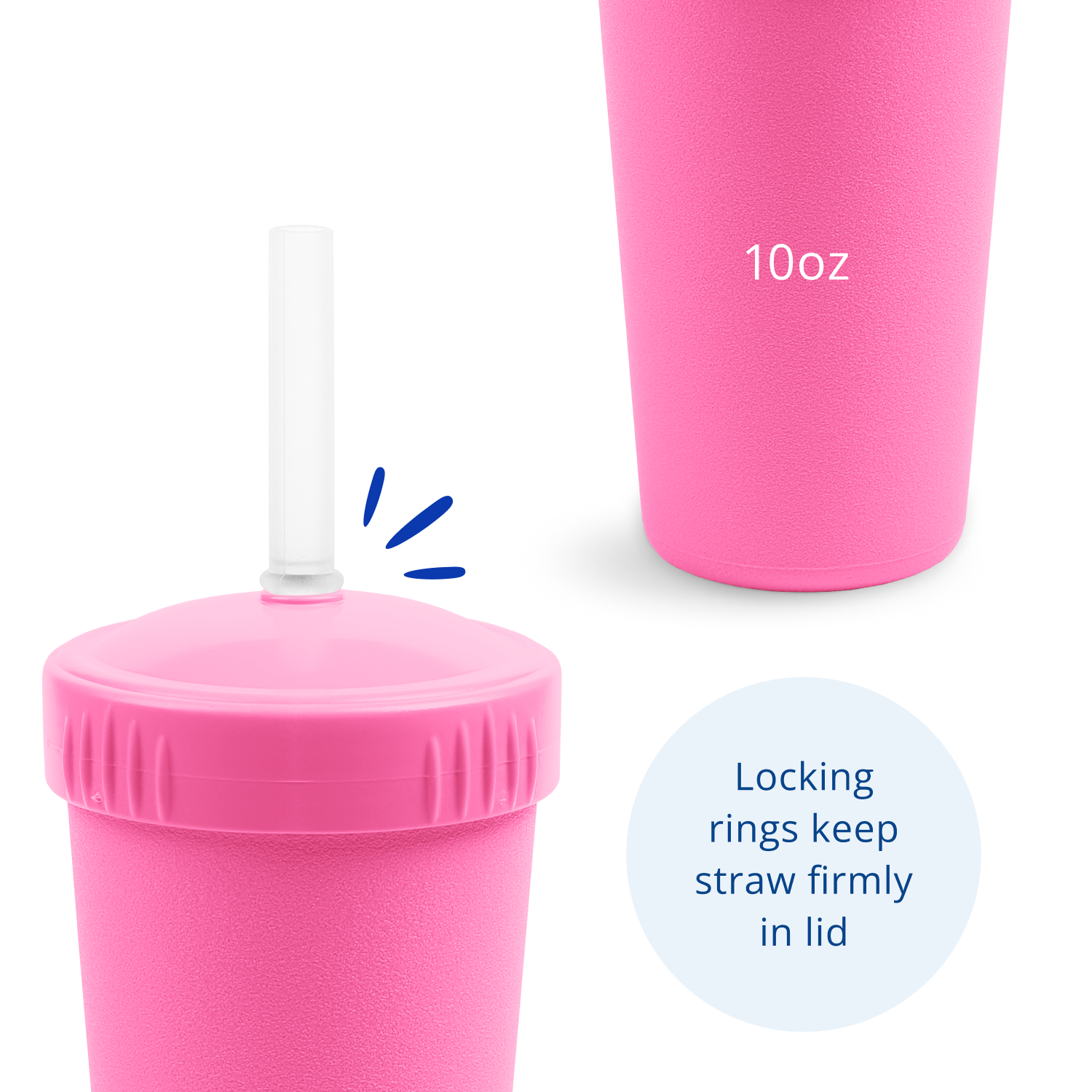10 oz Straw Cup Set w/ No-Pull-Out Soft Straw USA Made from Recycled Materials