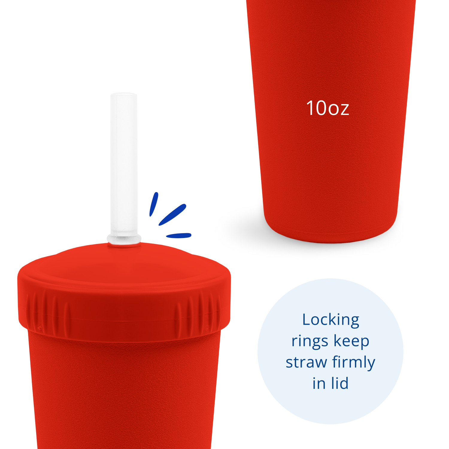 10 oz Straw Cup Set w/ No-Pull-Out Soft Straw USA Made from Recycled Materials