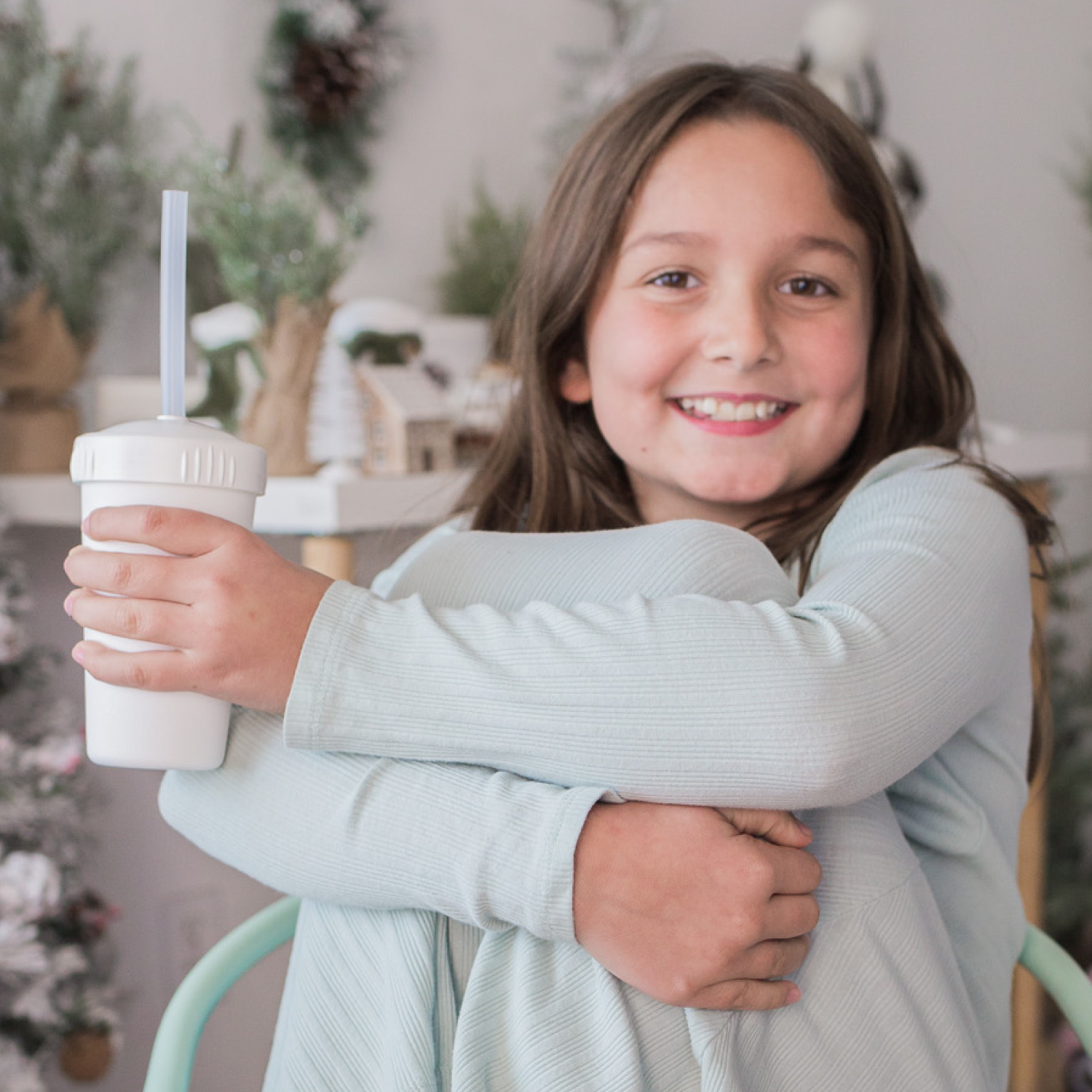 10 oz Straw Cup Set w/ No-Pull-Out Soft Straw USA Made from Recycled Materials