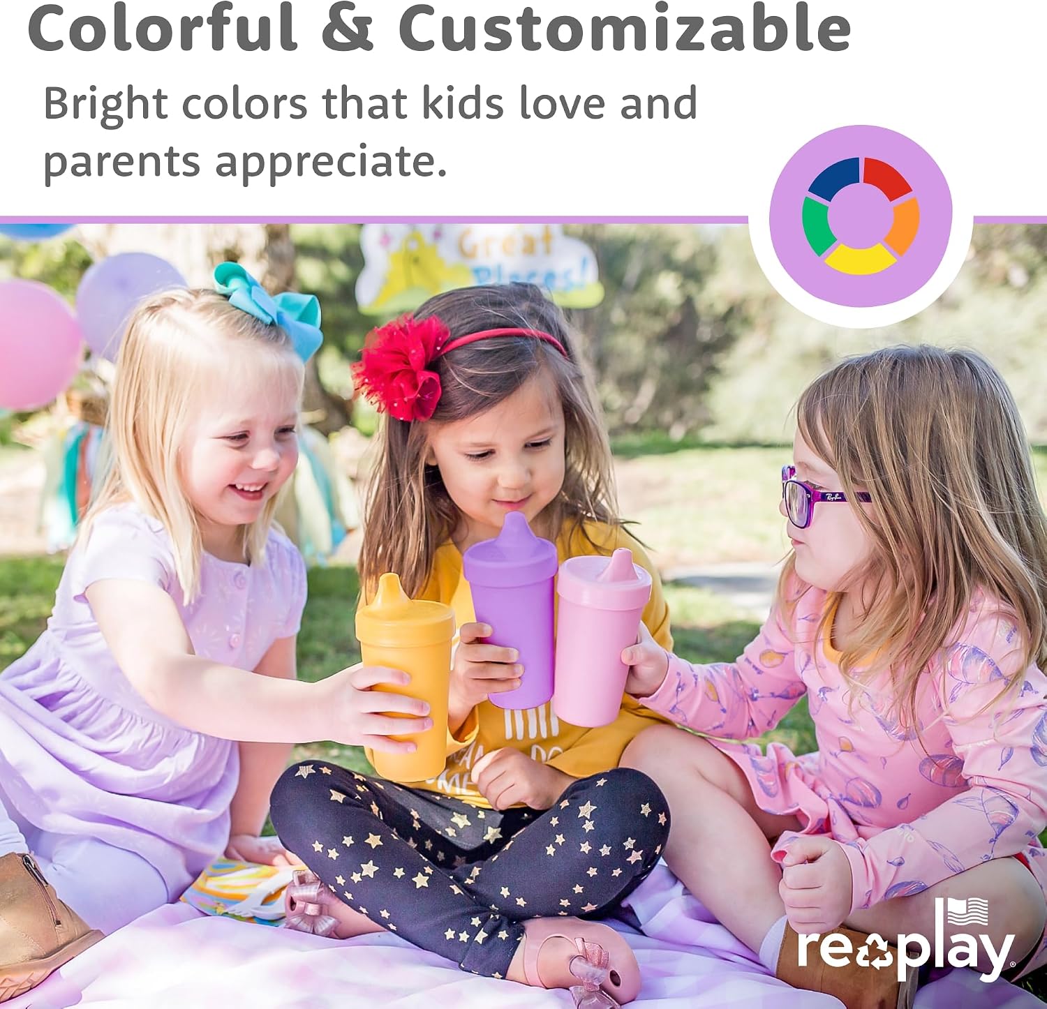 Kids using No-Spill Sippy Cups at the table
