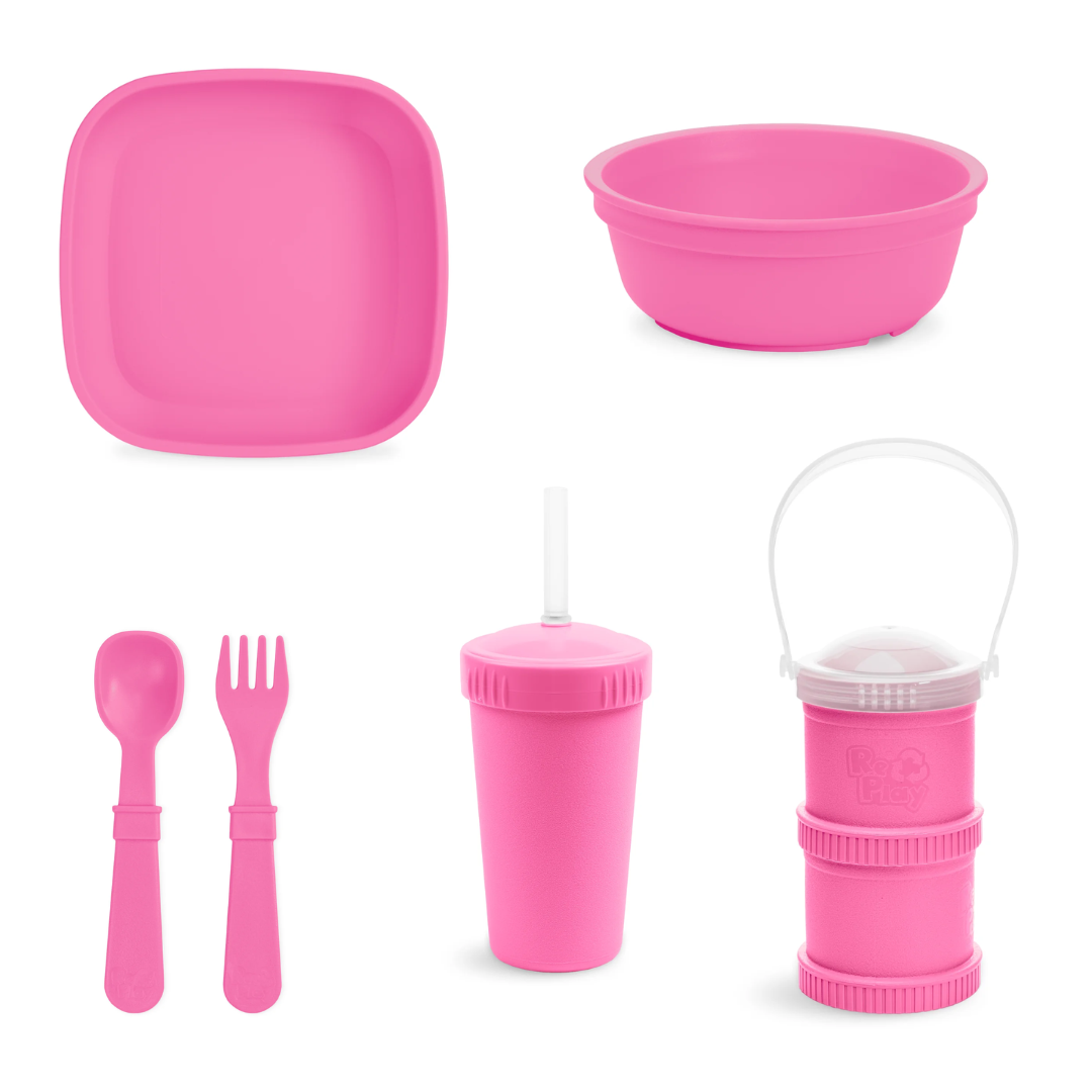 Big Kids Tableware Set - Bright Pink