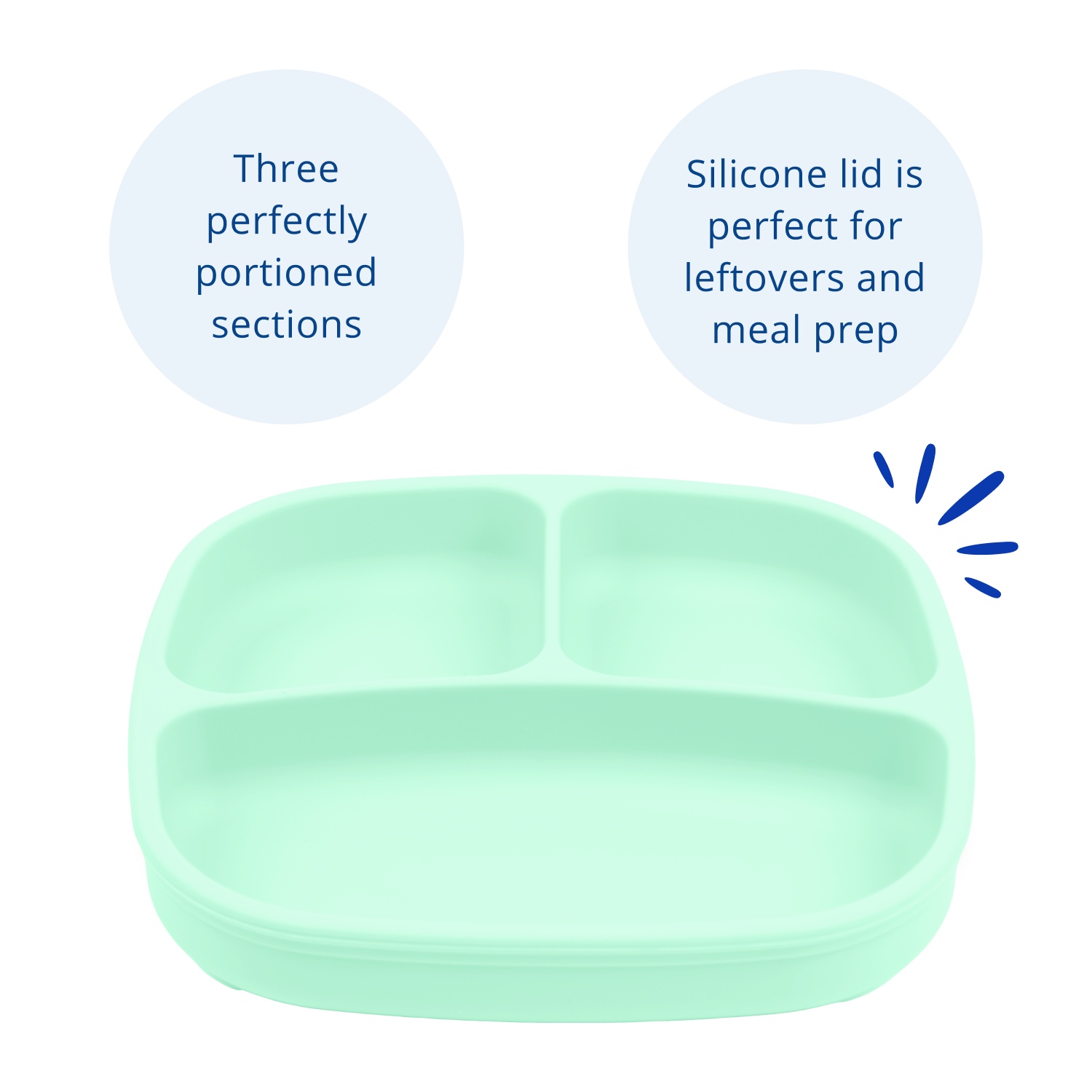 BPA-Free Kids Divided Plates with Lids, 5-Sections, & Suction-Grip